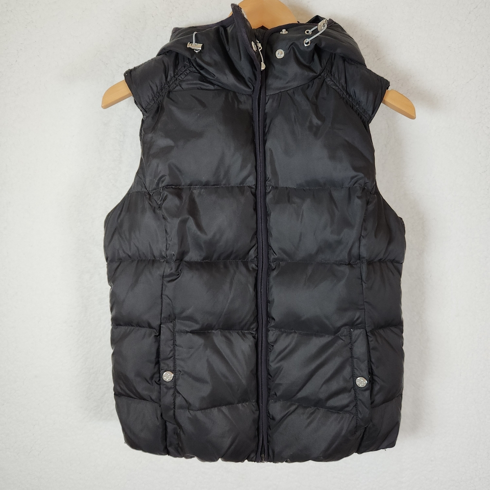 Womens Eddie Bauer 600 Fill Down Puffer Vest Jacket Hooded Black M